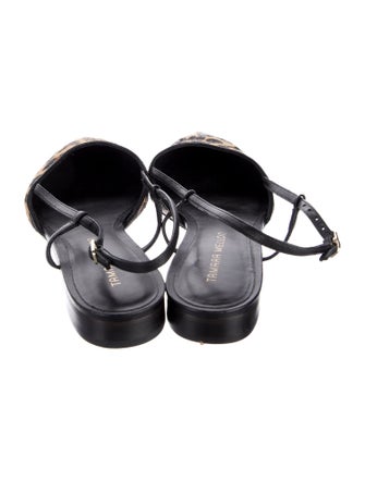 Tamara Mellon Leather Animal Print Slingback Flats