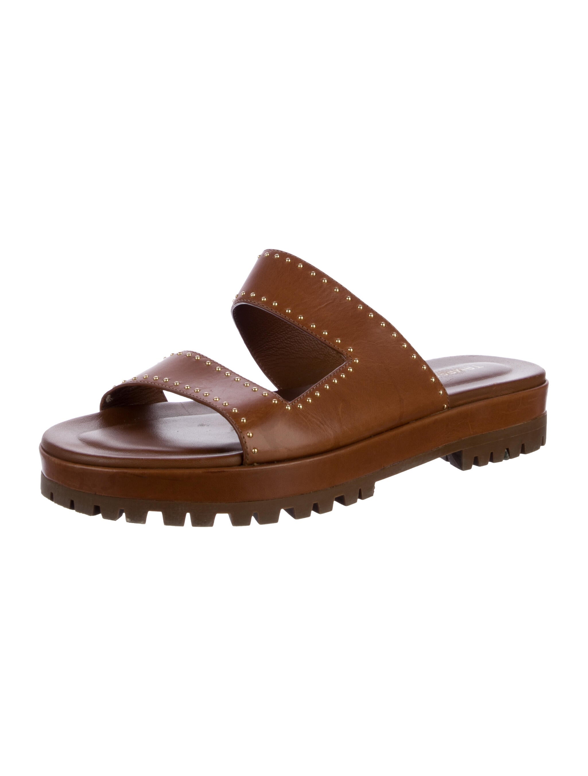 Tamara Mellon Leather Studded Accents Slides