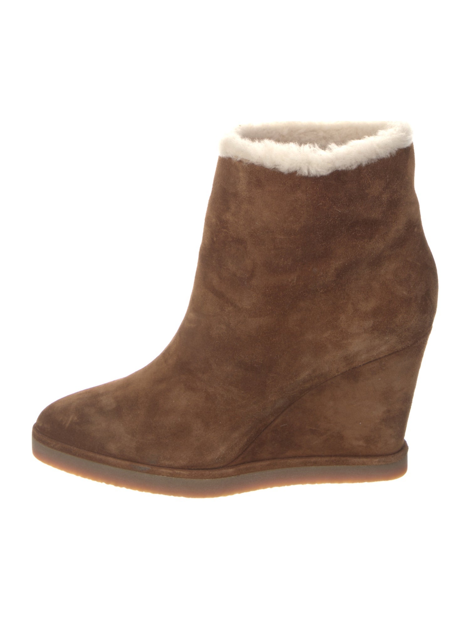 Tamara Mellon Suede Faux Fur Trim Boots