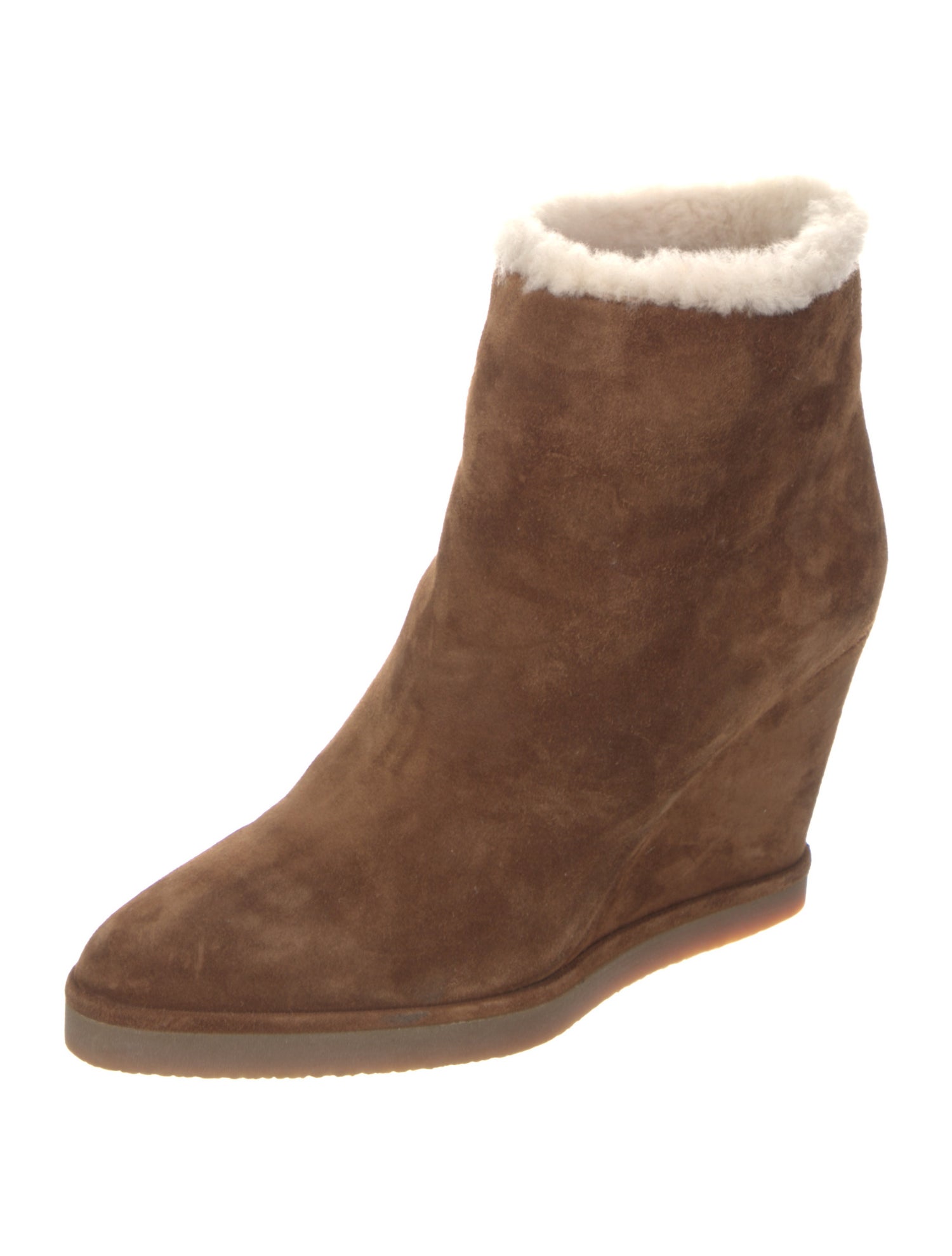 Tamara Mellon Suede Faux Fur Trim Boots