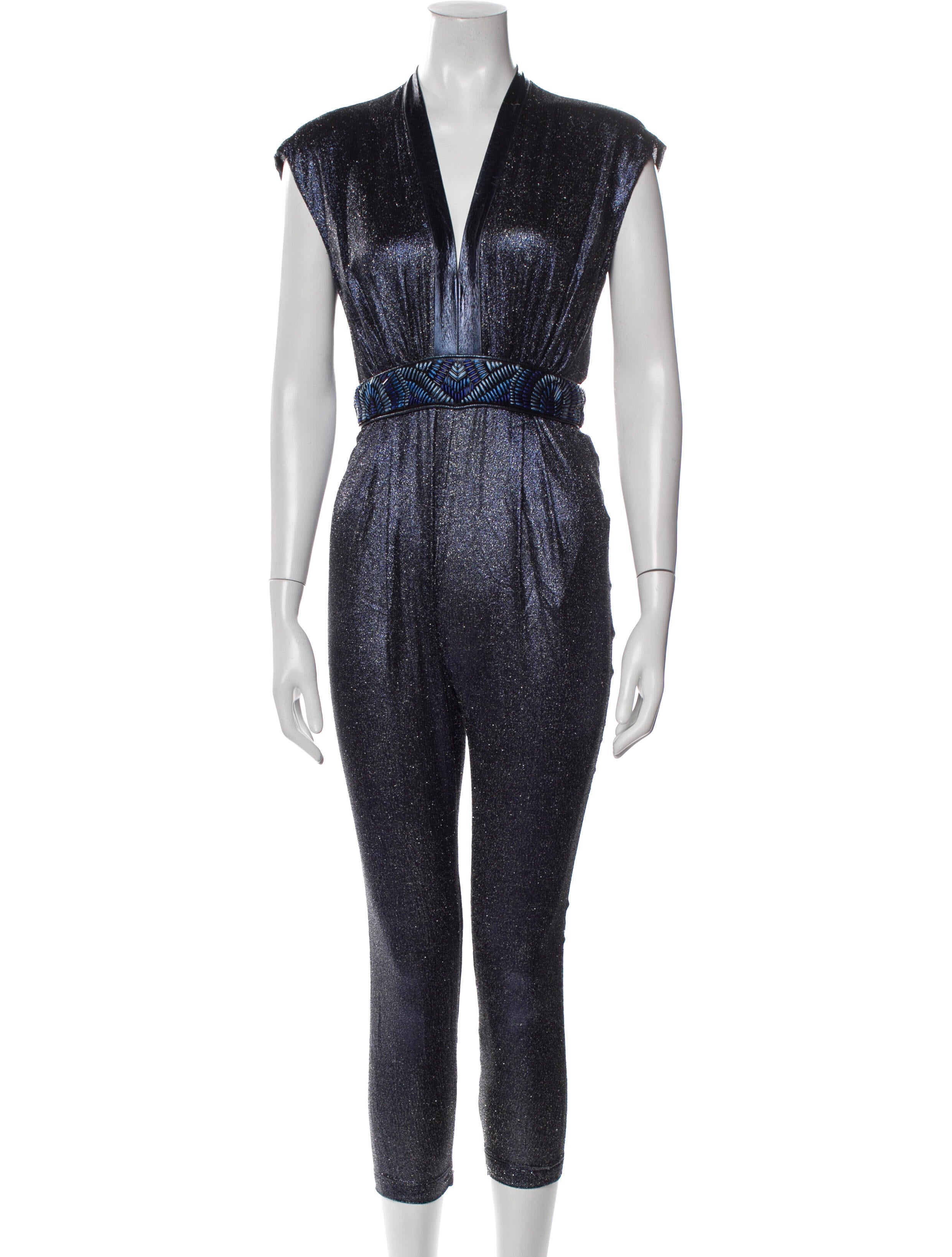 Tamara Mellon Silk V-Neck Jumpsuit