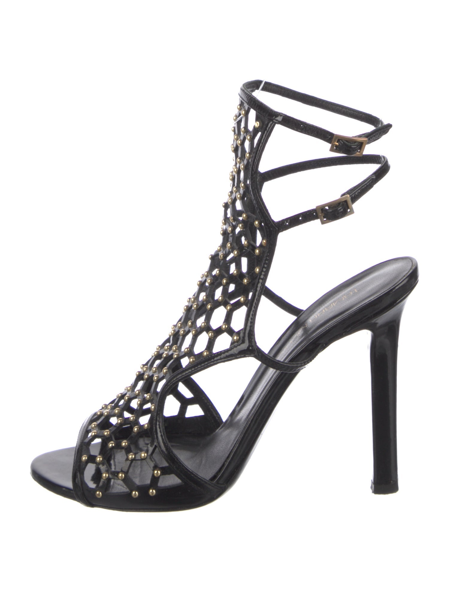 Tamara Mellon Patent Leather Studded Accents Sandals