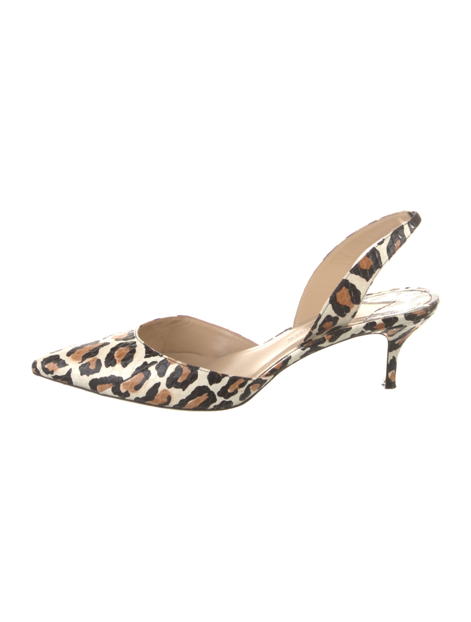 Paul Andrew Leather Animal Print Slingback Pumps