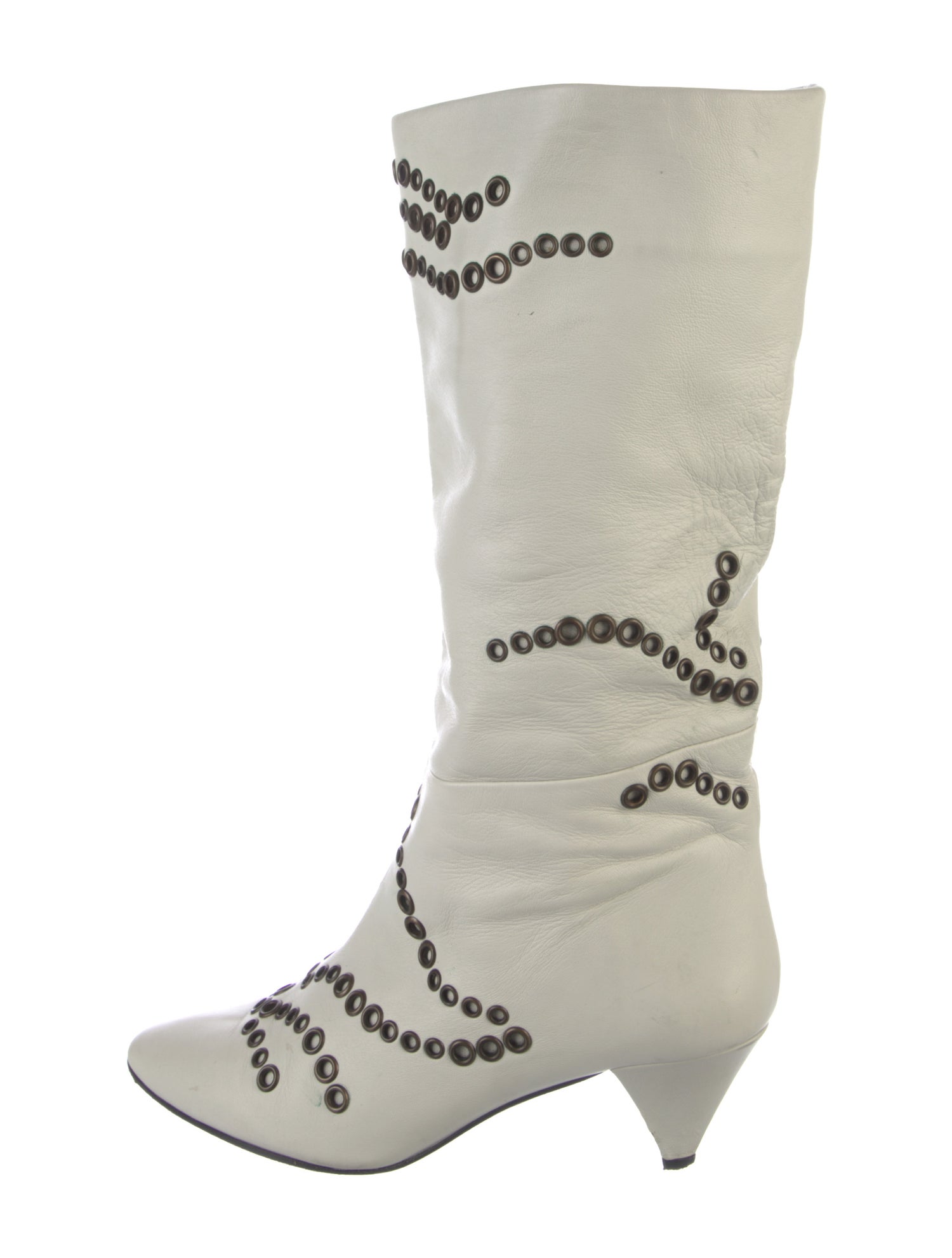 Tamara Mellon Leather Studded Accents Lace-Up Boots