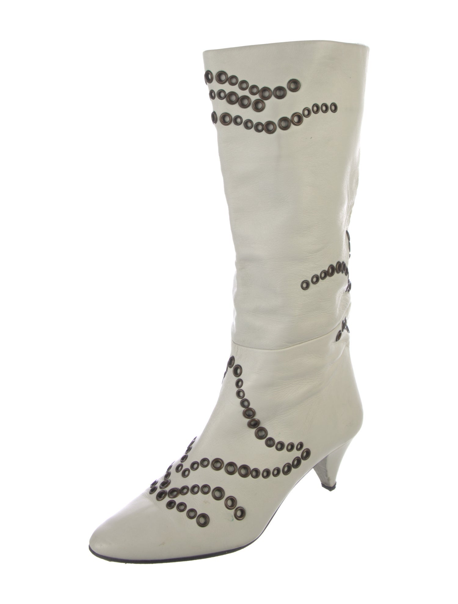 Tamara Mellon Leather Studded Accents Lace-Up Boots