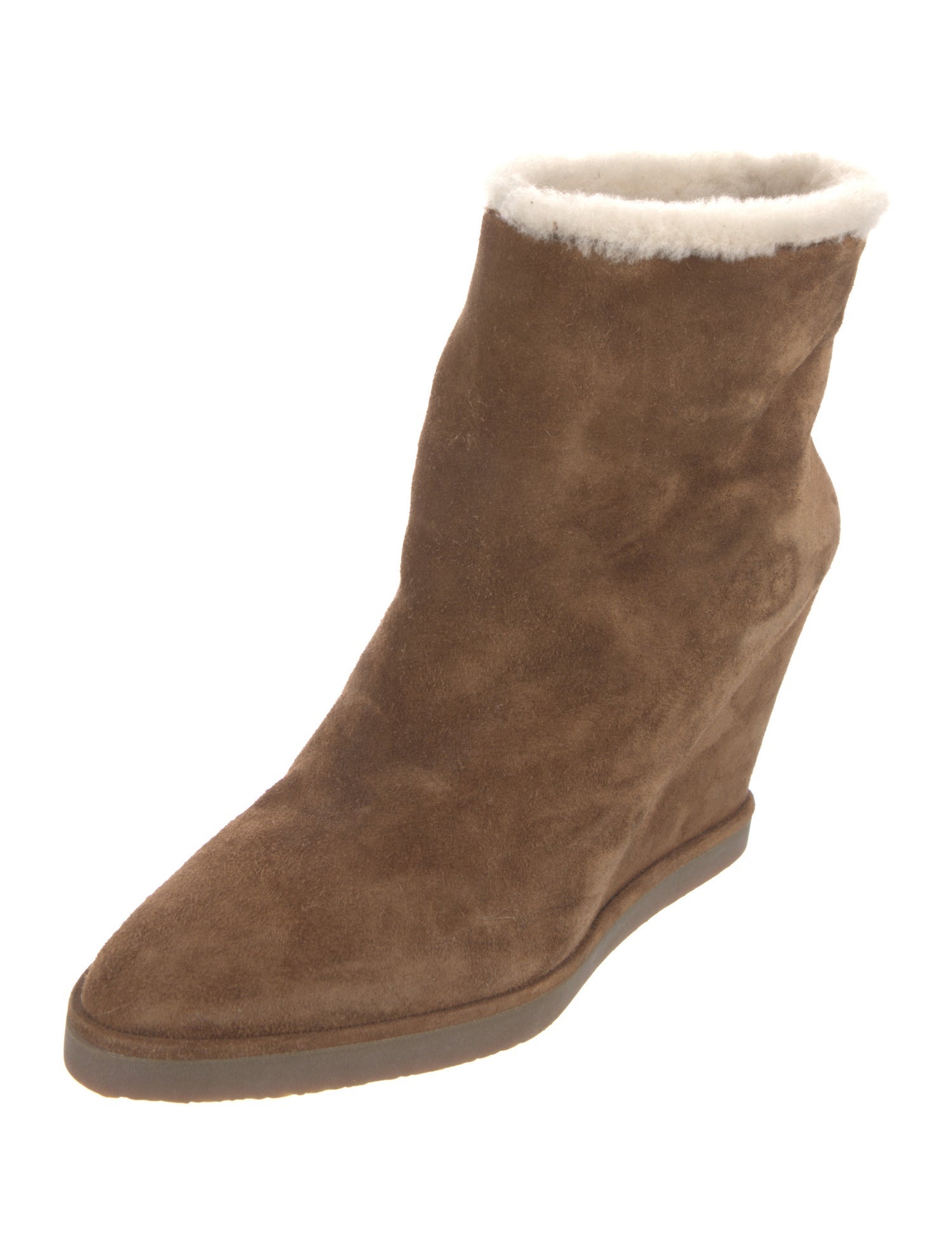 Tamara Mellon Suede Faux Fur Trim Boots