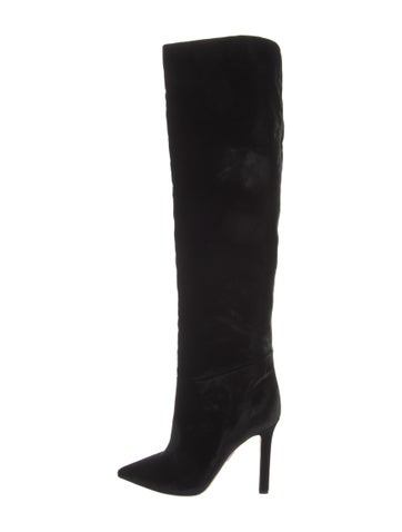 Pre-owned Tamara Mellon Velvet Crystal Embellishments Boots In Black