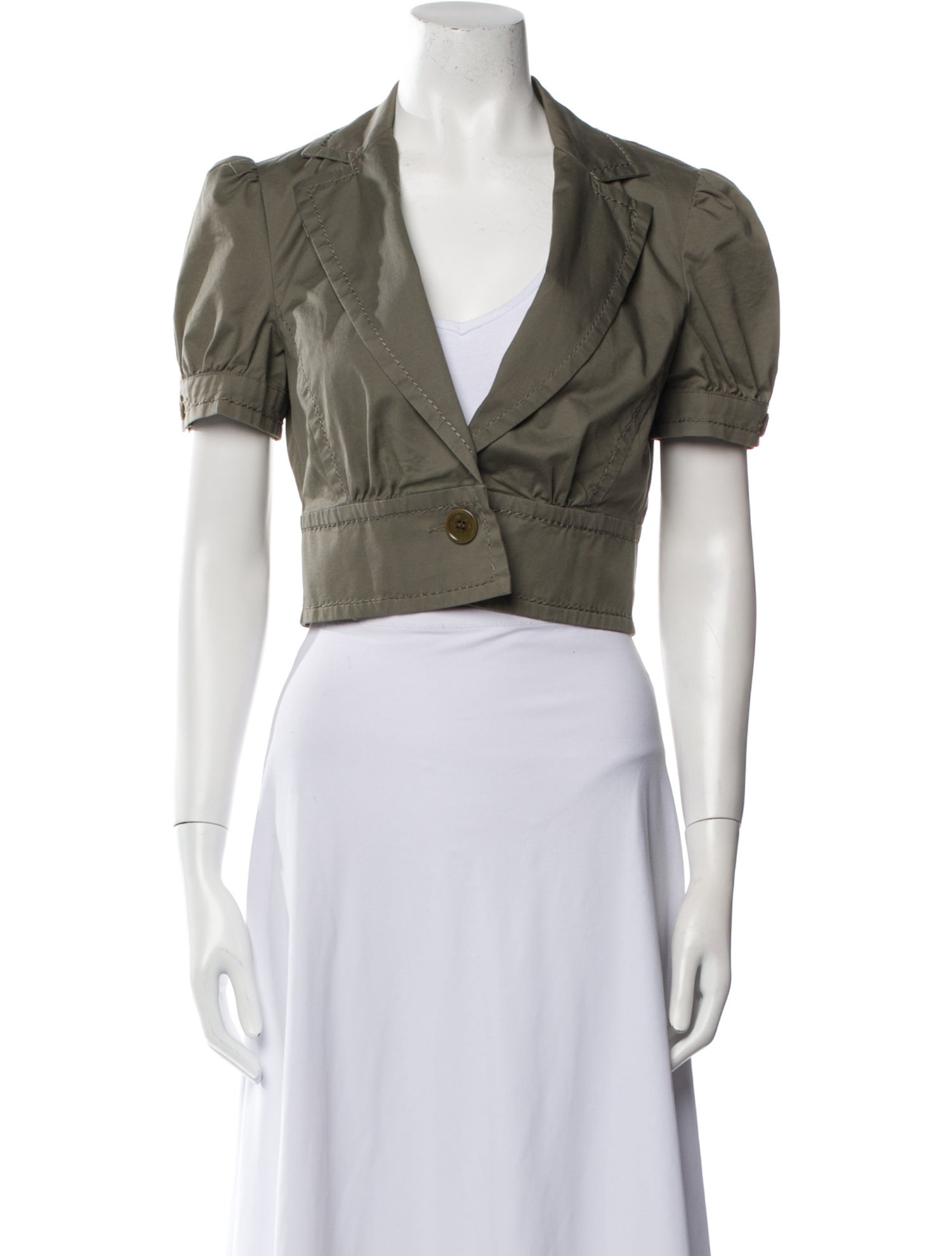 Trina Turk V-Neck Short Sleeve Crop Top