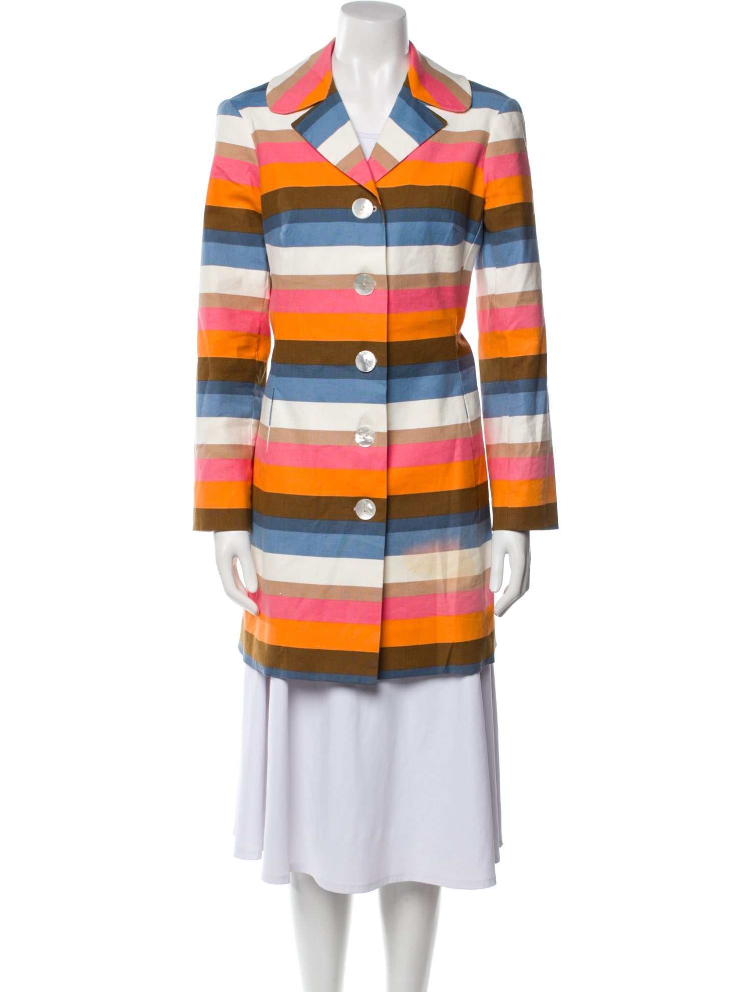 Trina Turk Linen Striped Peacoat