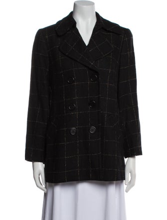 Trina Turk Wool Plaid Print Blazer