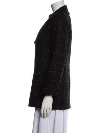 Trina Turk Wool Plaid Print Blazer
