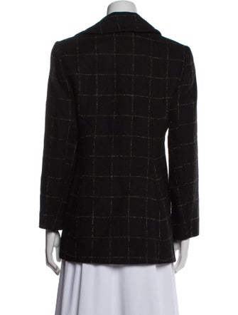 Trina Turk Wool Plaid Print Blazer