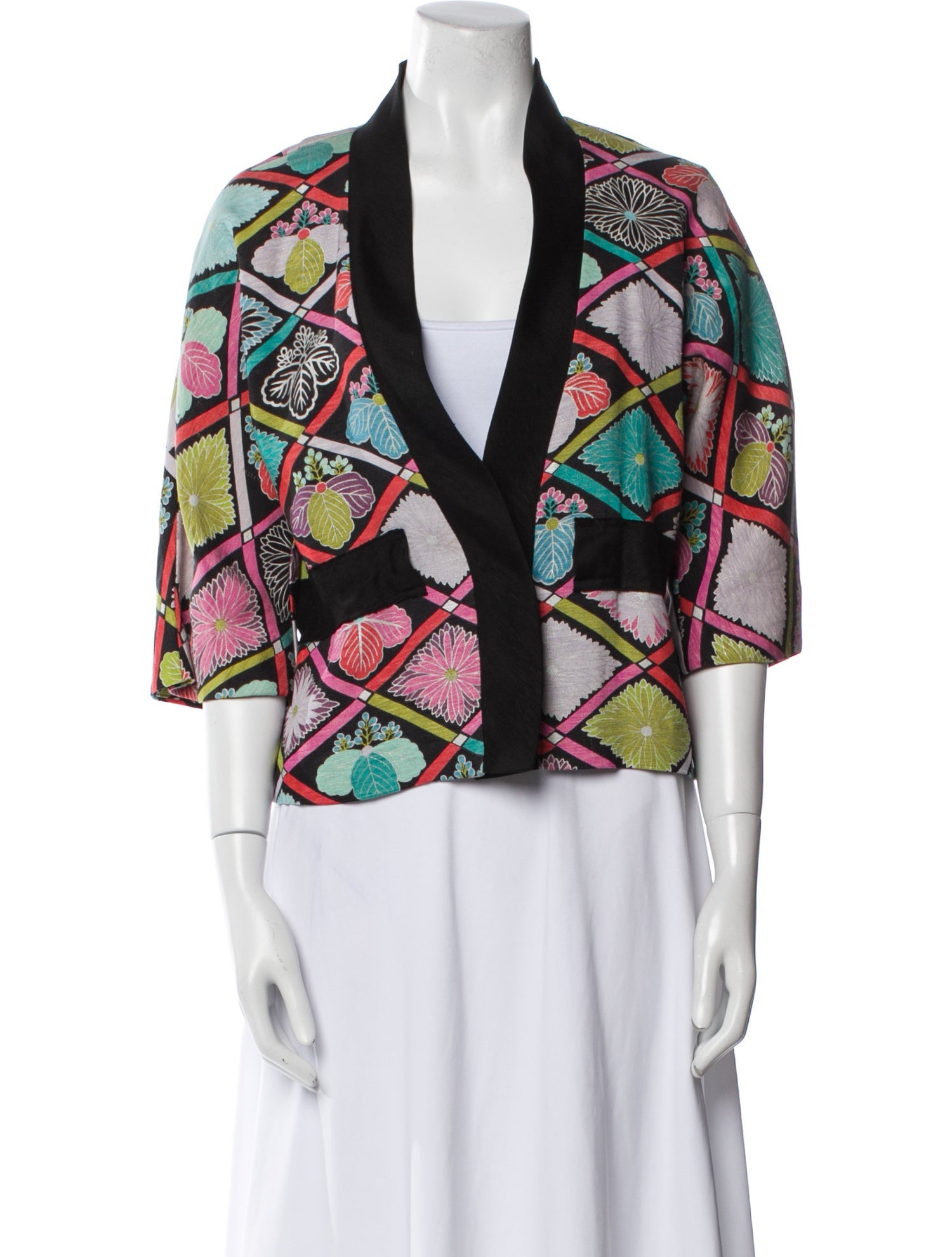 Trina Turk Linen Floral Print Evening Jacket