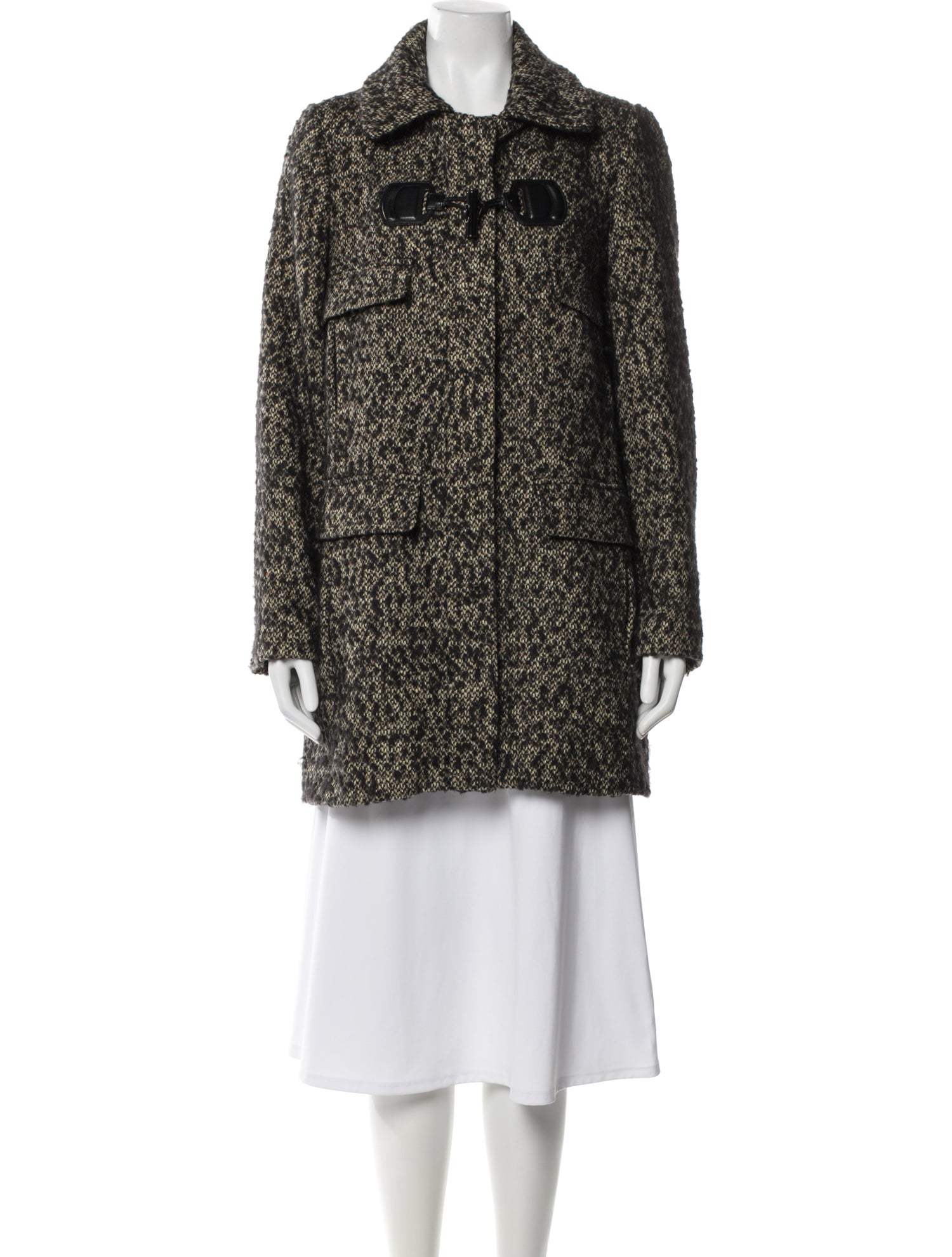 Trina Turk Tweed Pattern Faux Fur Coat