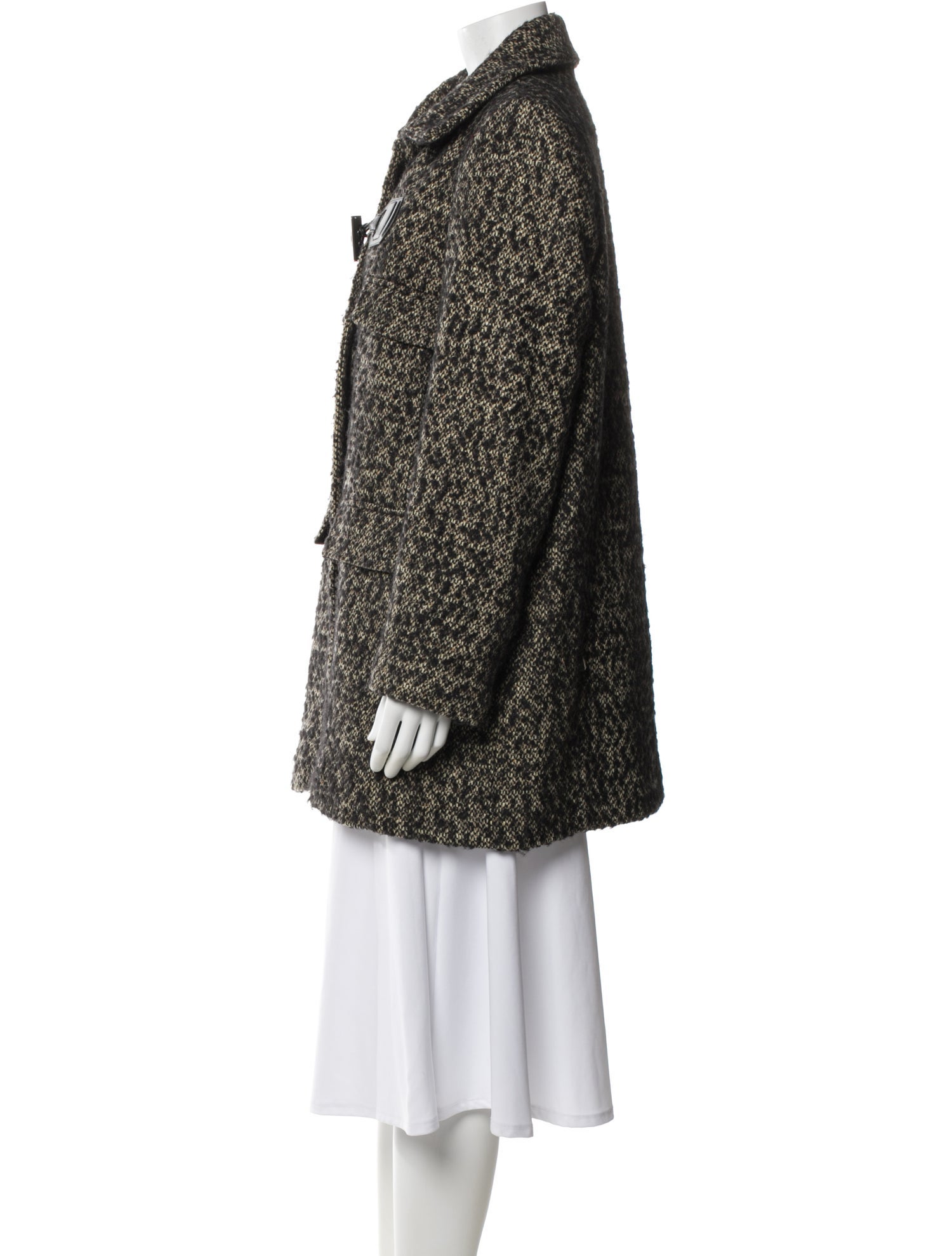 Trina Turk Tweed Pattern Faux Fur Coat