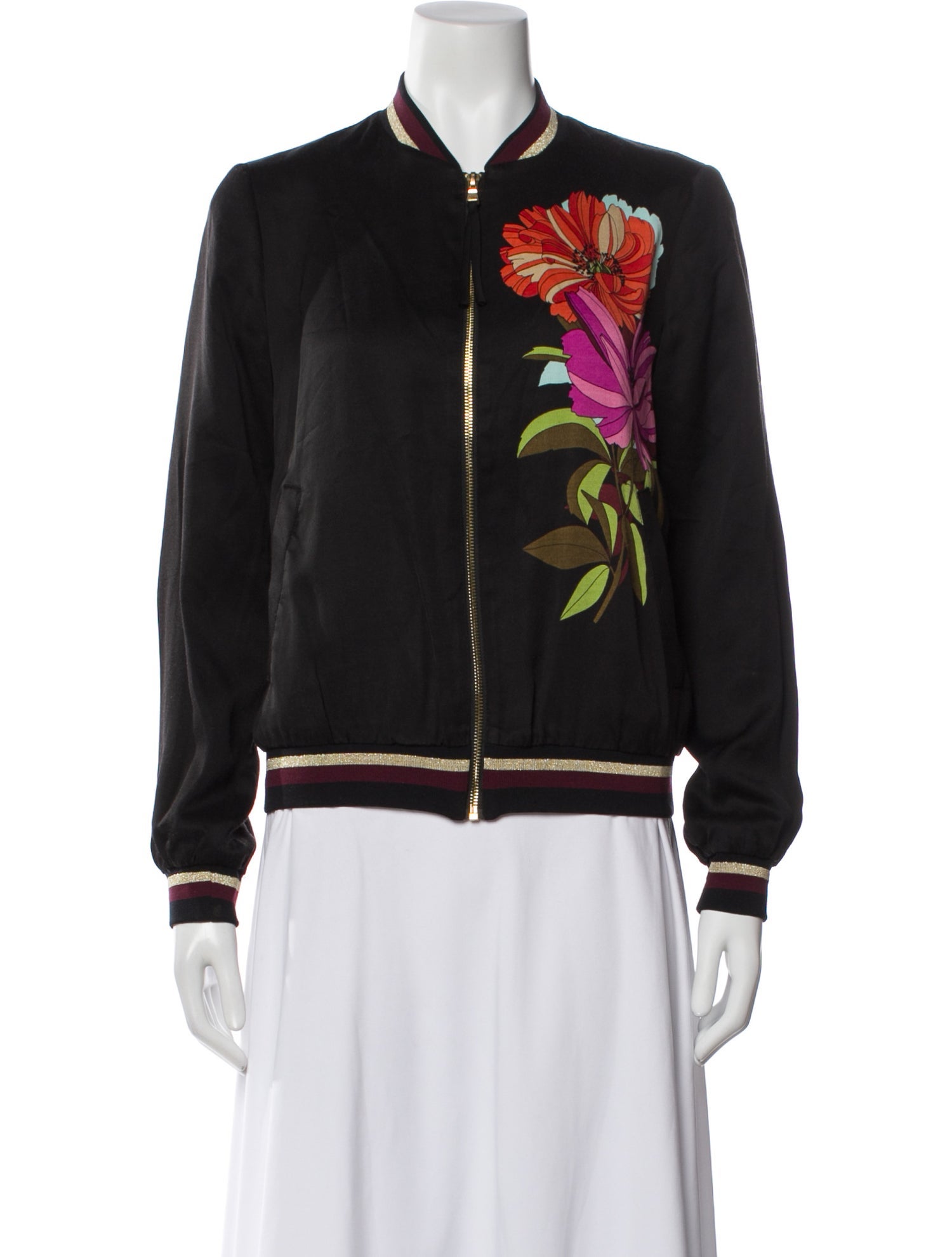 Trina Turk Floral Print Bomber Jacket