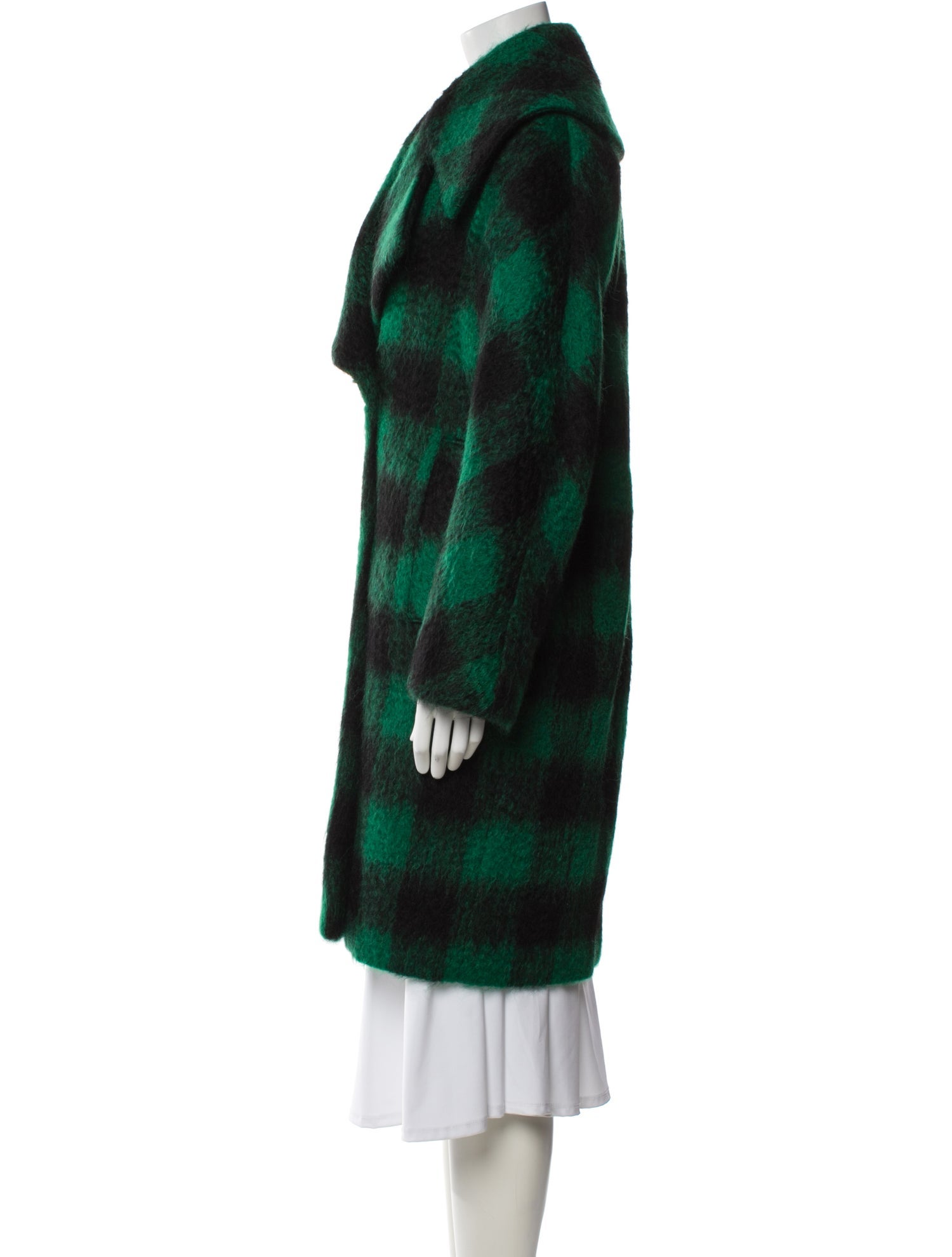 Trina Turk Wool Plaid Print Faux Fur Jacket