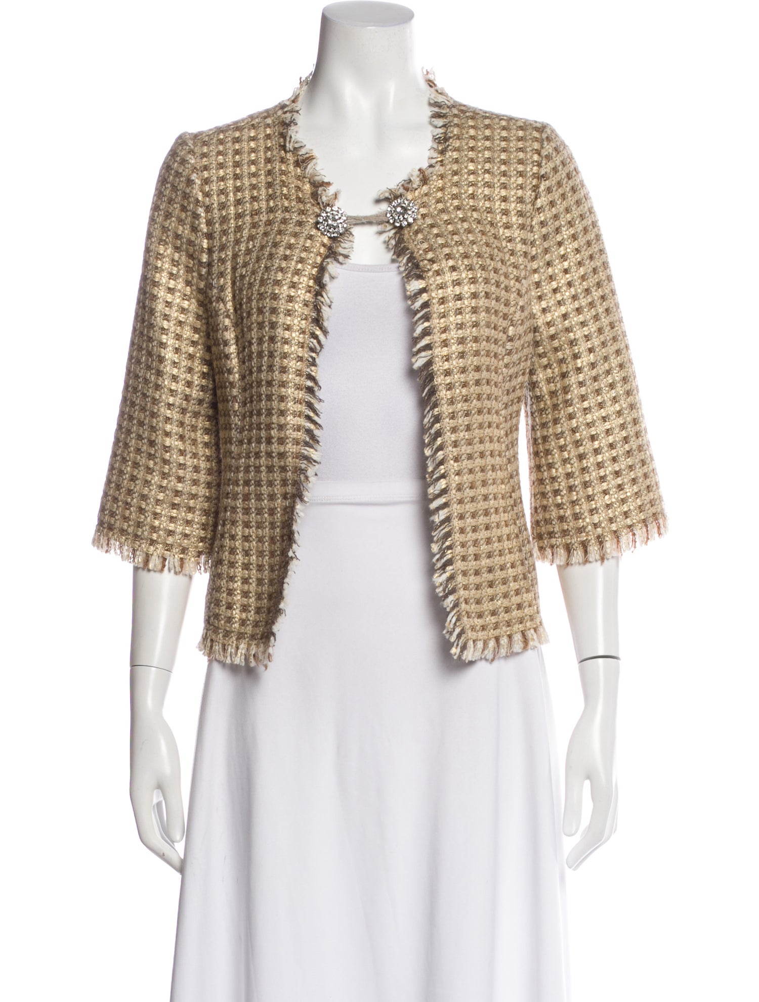 Trina Turk Tweed Printed Evening Jacket