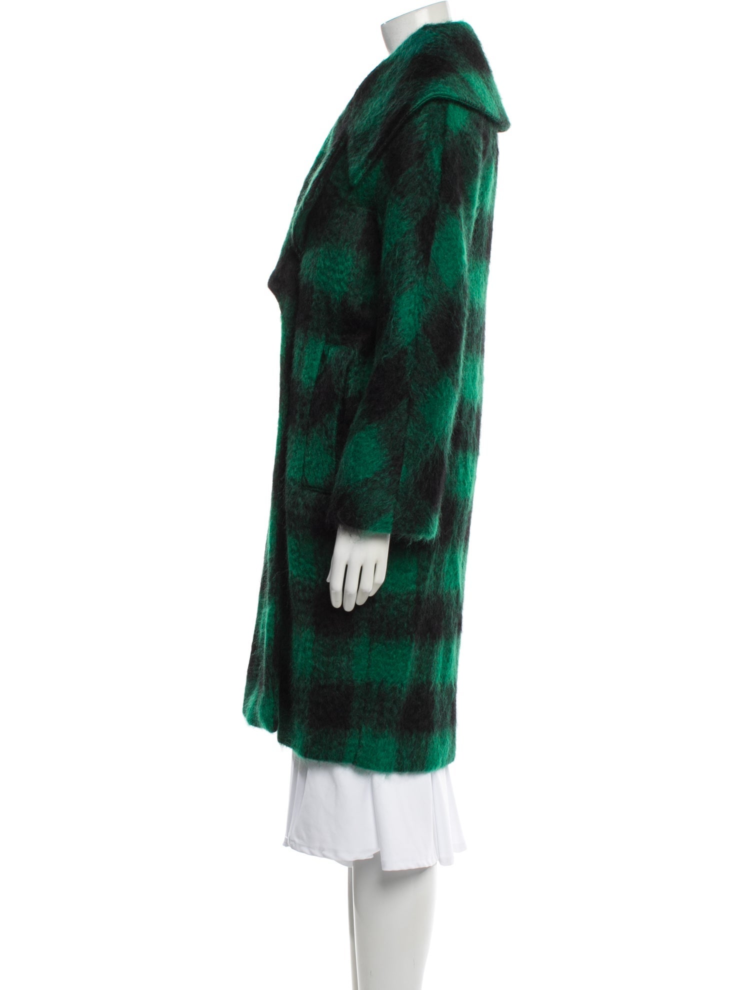 Trina Turk Wool Plaid Print Peacoat