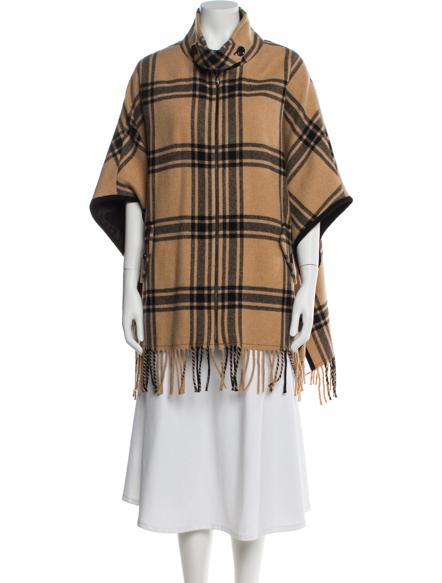 Trina Turk Wool Plaid Print Cape