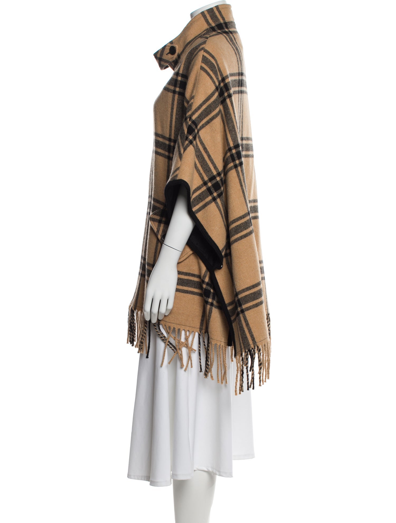 Trina Turk Wool Plaid Print Cape