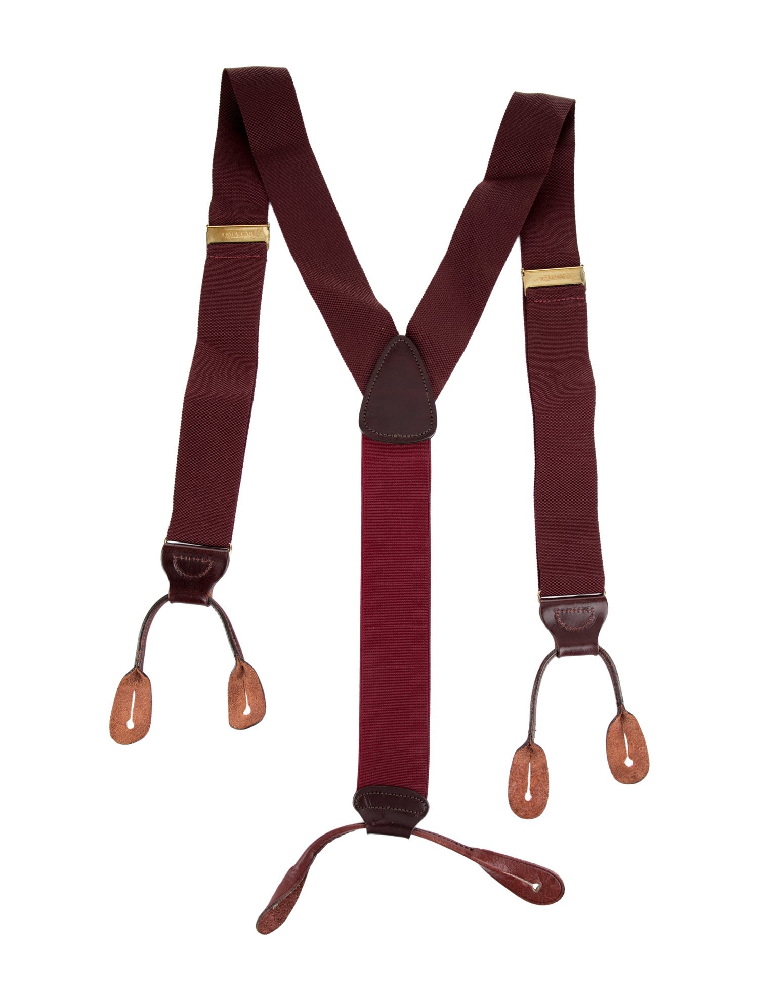 Trafalgar Leather Trim Button Loop Suspenders