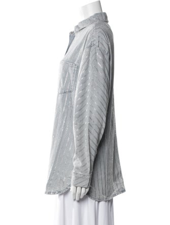 Triarchy Printed Long Sleeve Button-Up Top