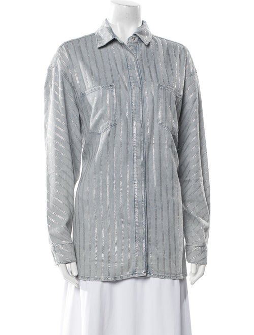 Triarchy Printed Long Sleeve Button-Up Top
