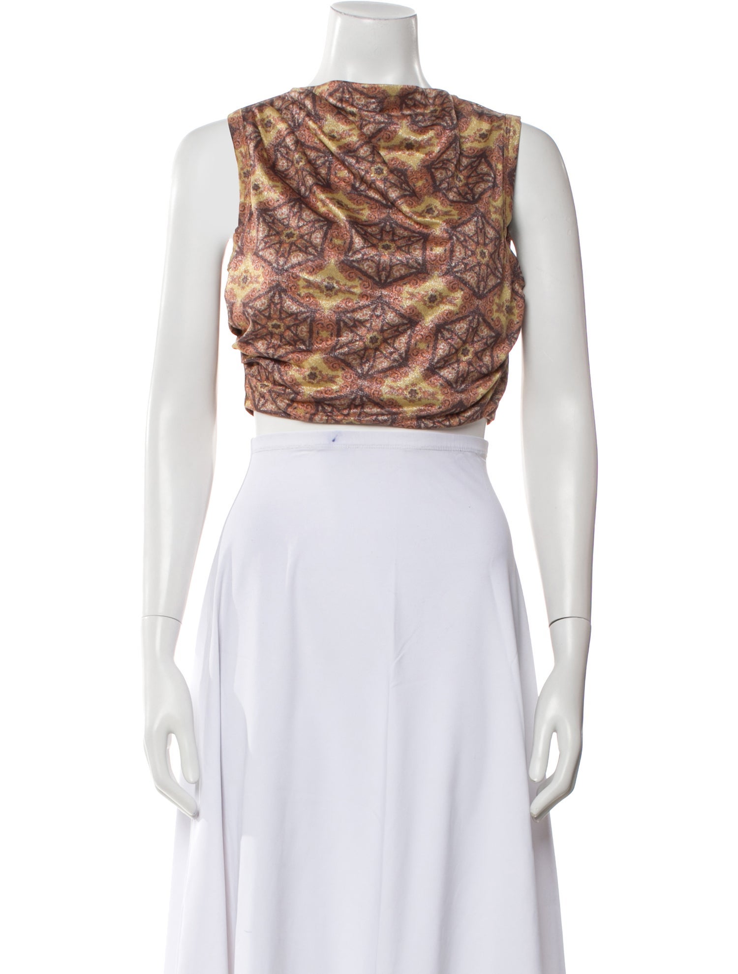 Third Form Printed Cowl Neck Crop Top