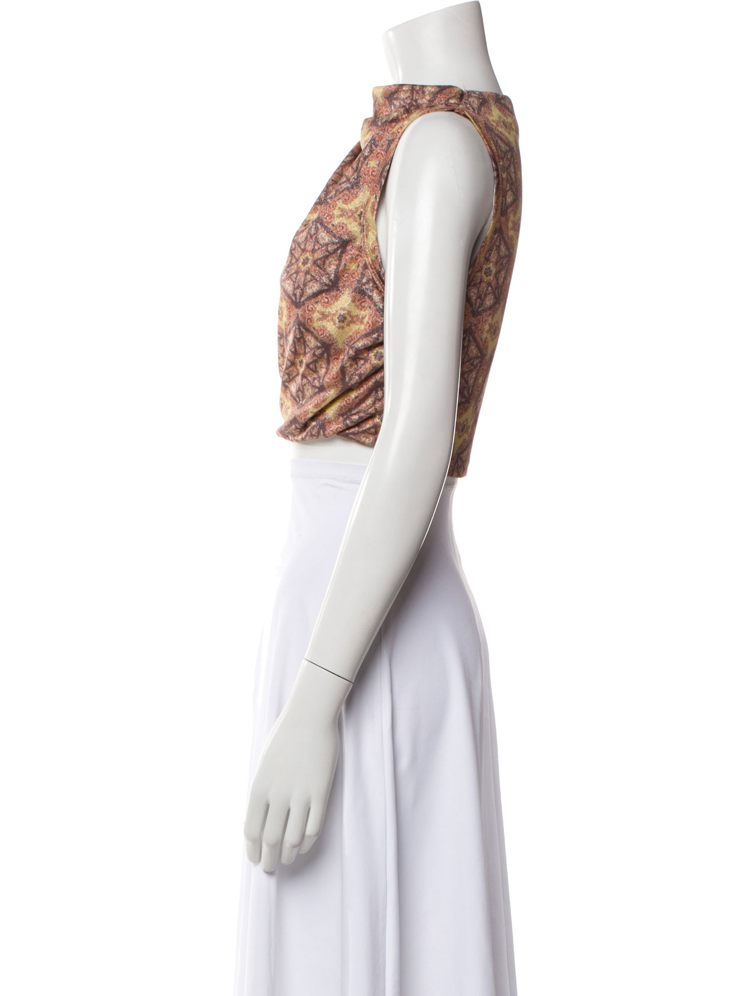 Third Form Printed Cowl Neck Crop Top