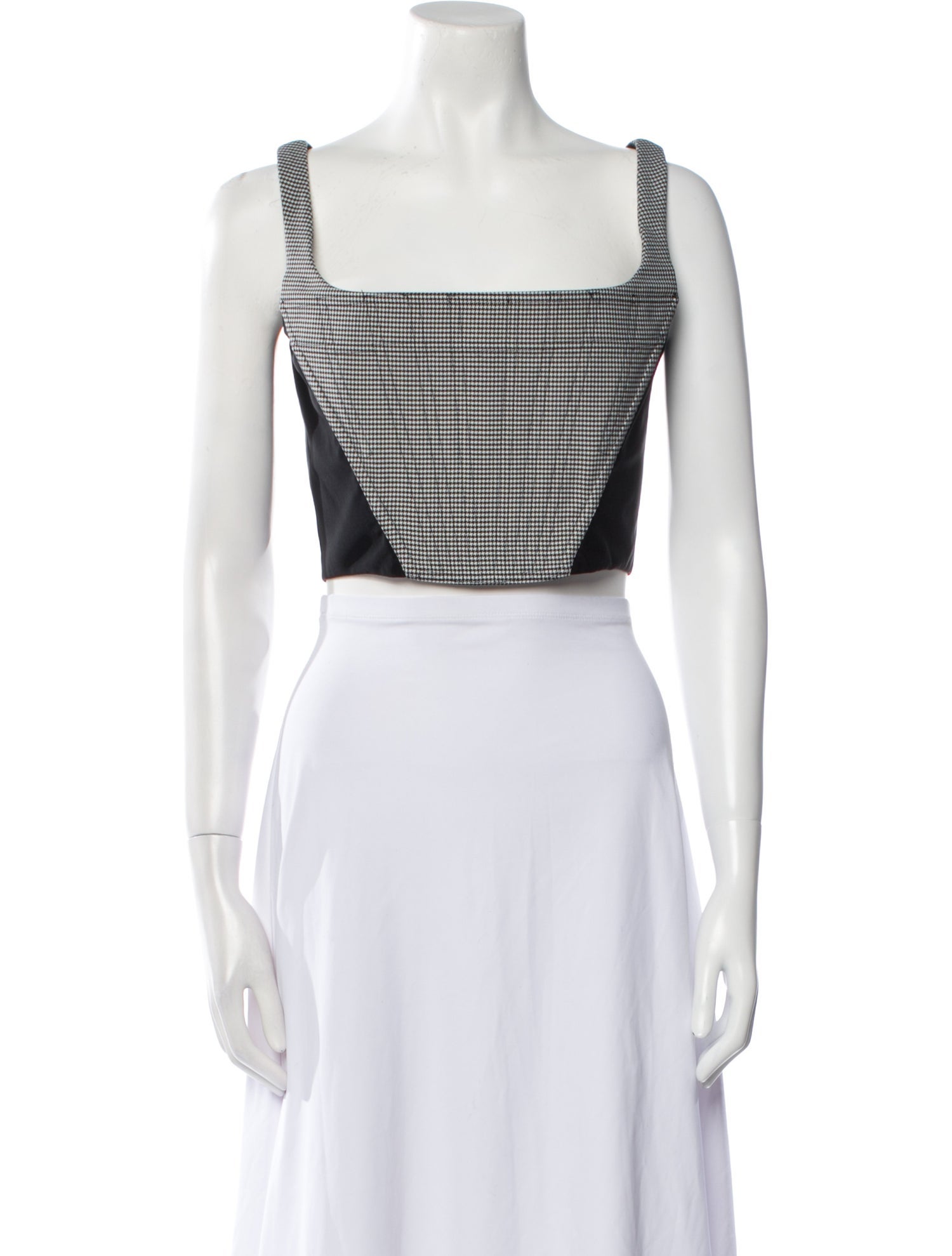 Tre by Natalie Ratabesi Plaid Print Square Neckline Crop Top