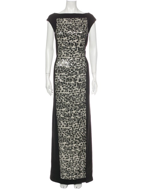 Terani Couture Printed Long Dress Black