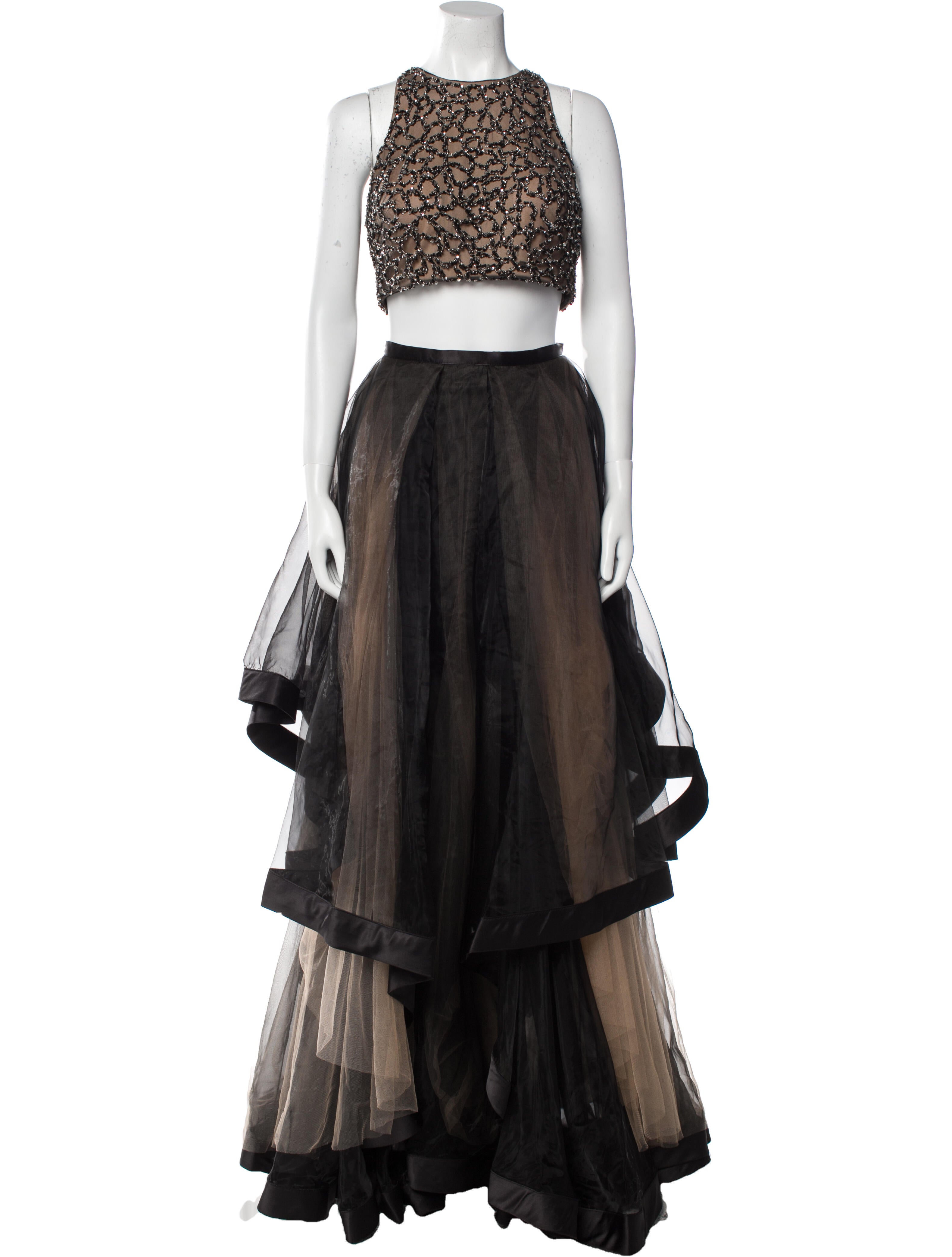 Terani Couture Printed Beaded Accents Skirt Set