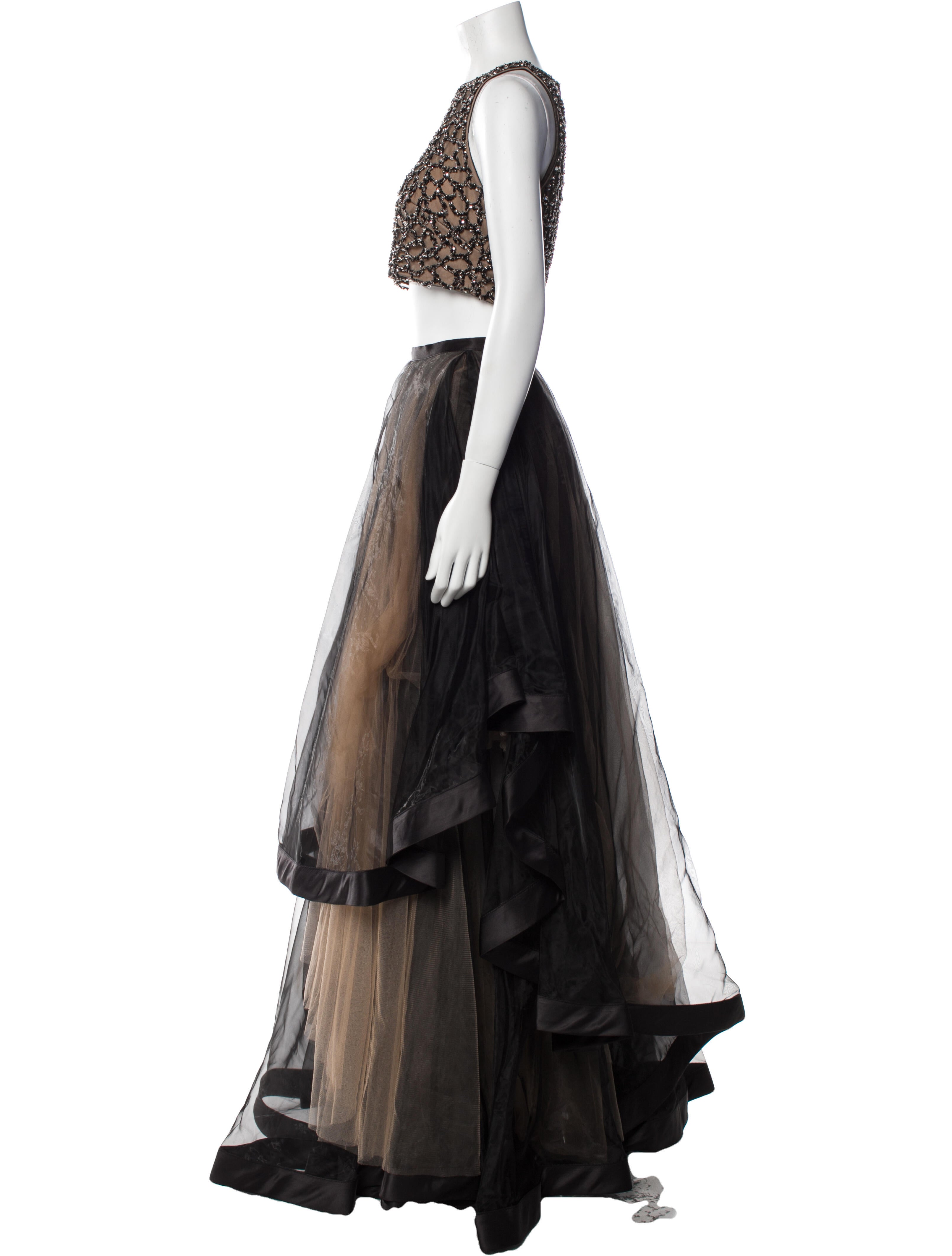 Terani Couture Printed Beaded Accents Skirt Set