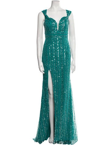 Terani Couture Dresses Plunge Neckline Long Dress US 2 | XS