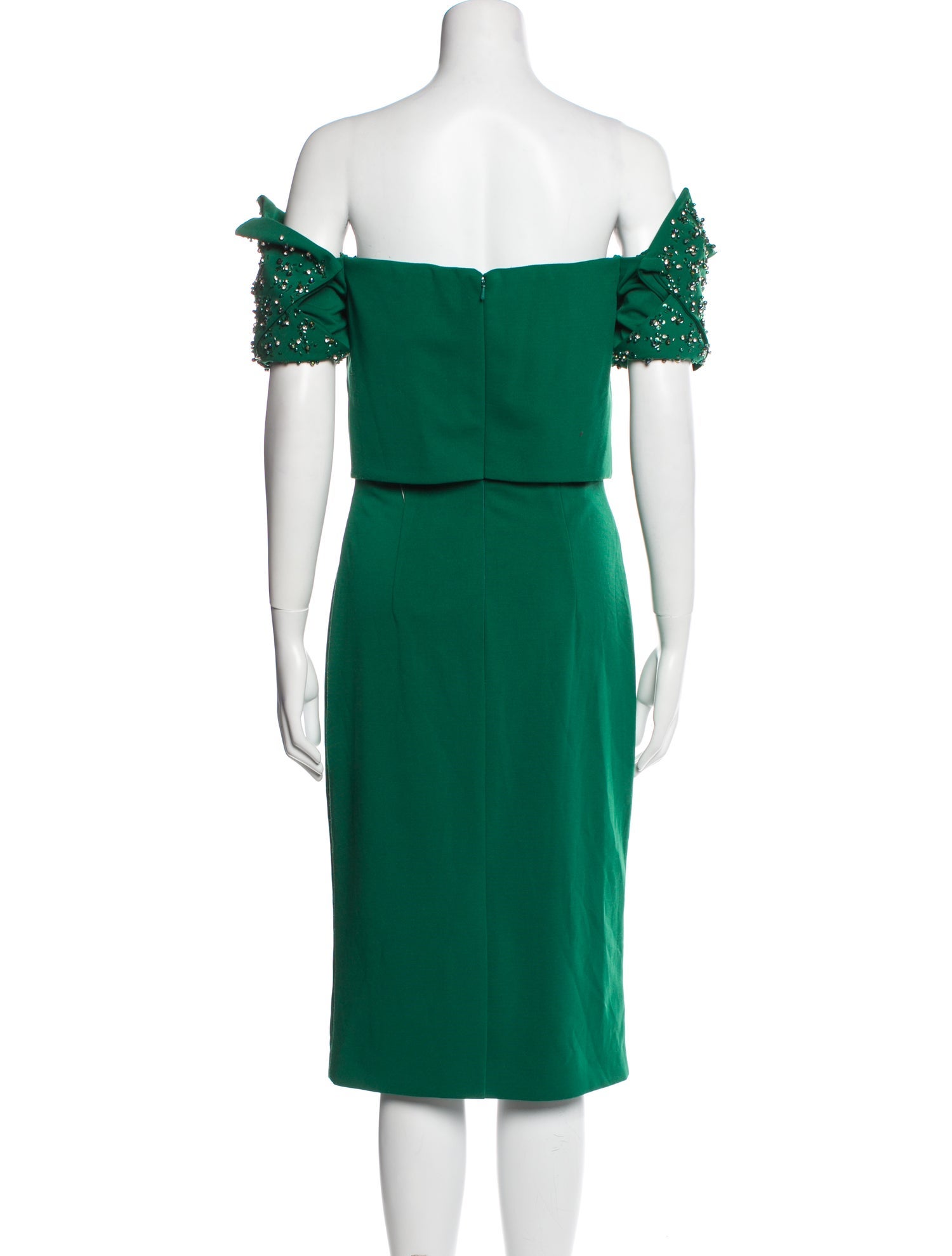 Terani Couture Off-The-Shoulder Knee-Length Dress