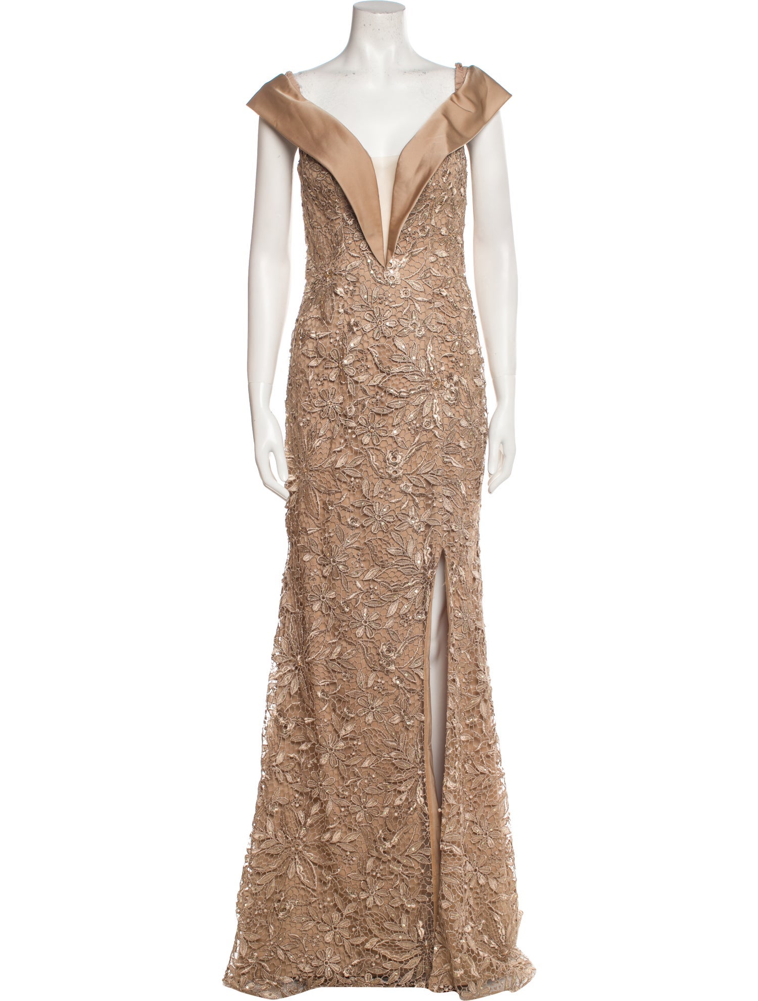 Terani Couture Lace Pattern Long Dress