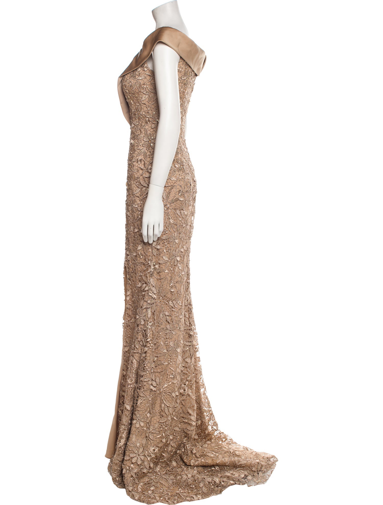 Terani Couture Lace Pattern Long Dress