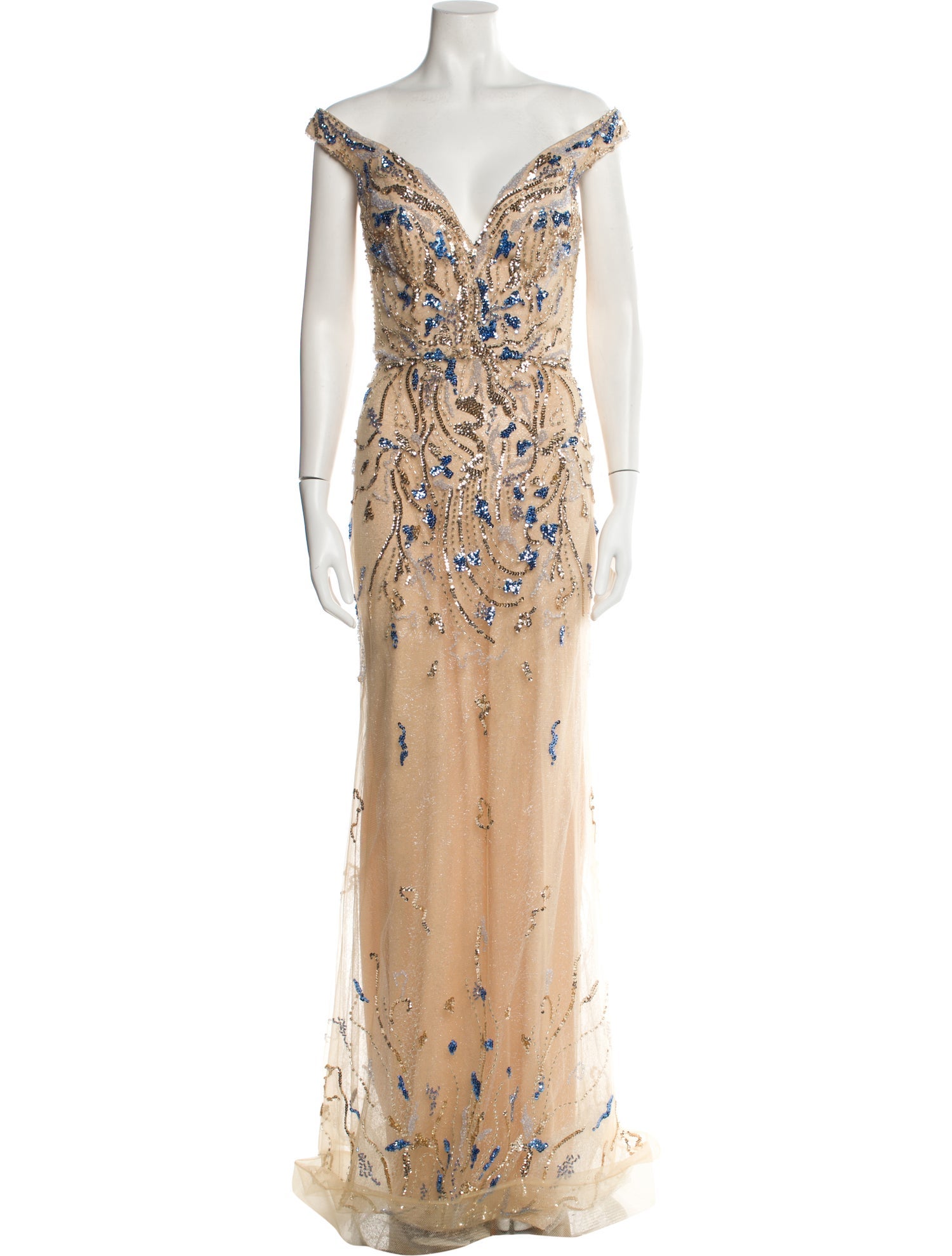 Terani Couture Floral Print Long Dress