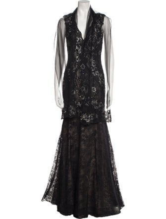 Terani Couture Lace Pattern Long Dress