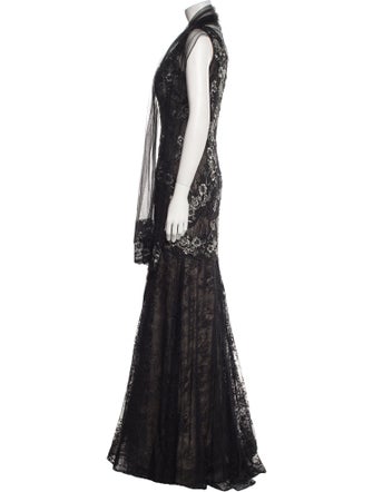 Terani Couture Lace Pattern Long Dress