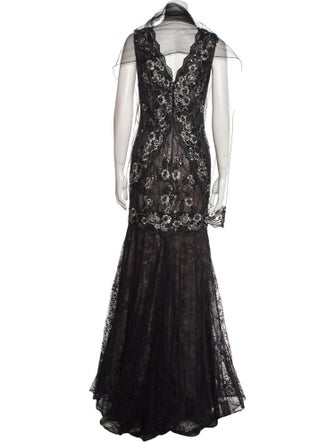 Terani Couture Lace Pattern Long Dress