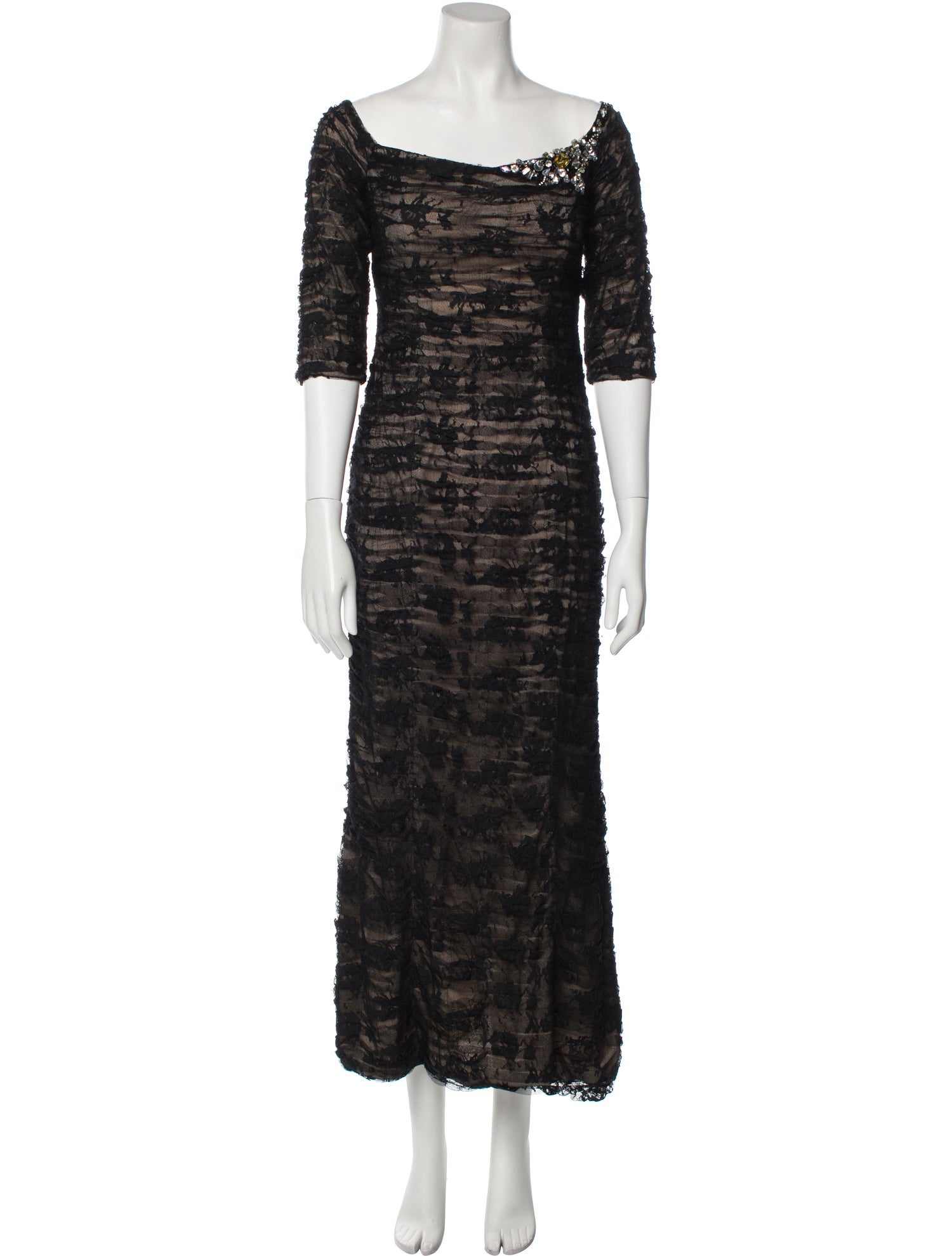 Terani Couture Lace Pattern Long Dress
