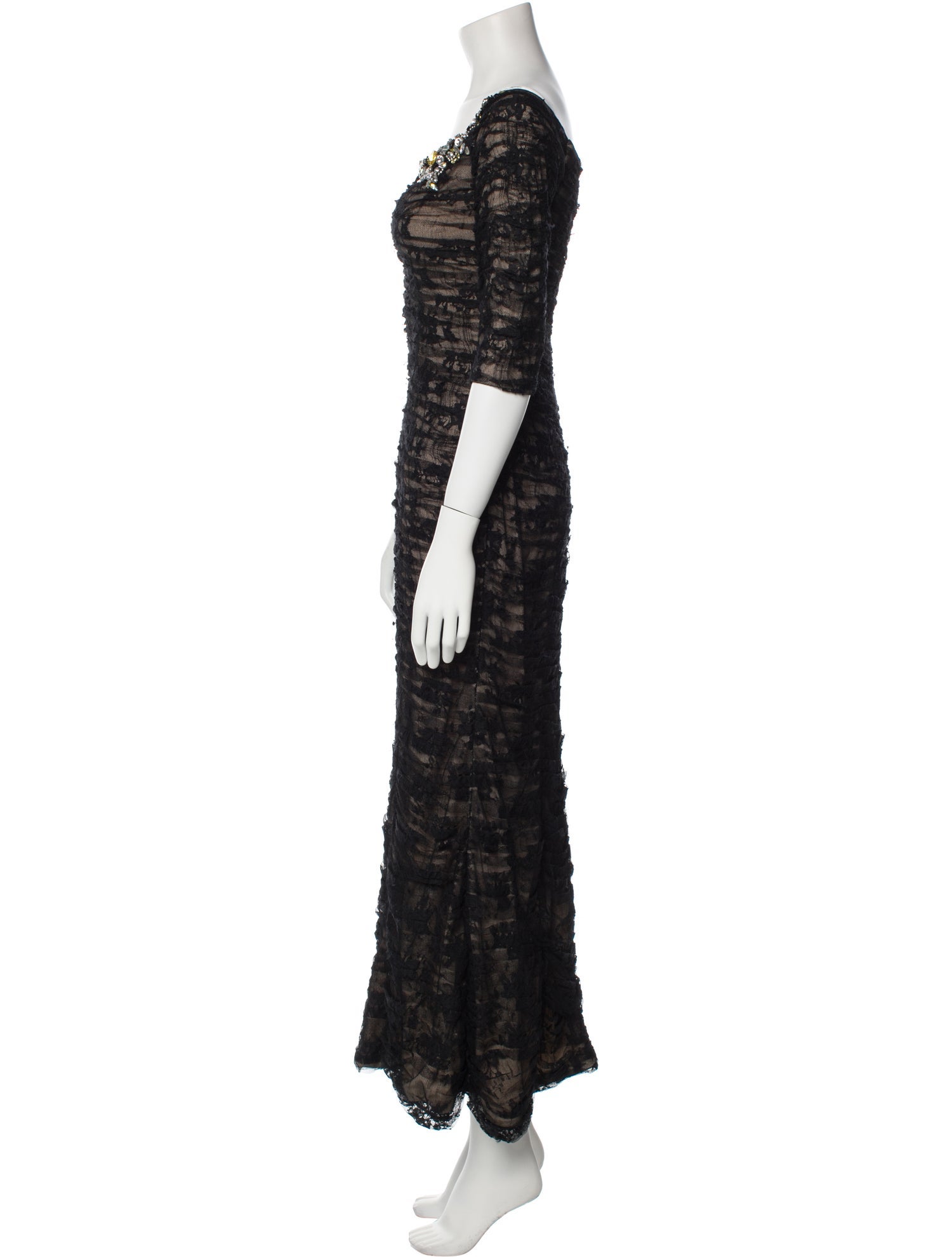 Terani Couture Lace Pattern Long Dress