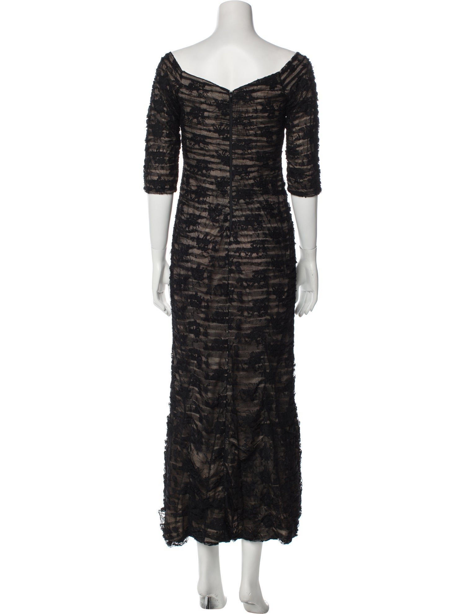 Terani Couture Lace Pattern Long Dress
