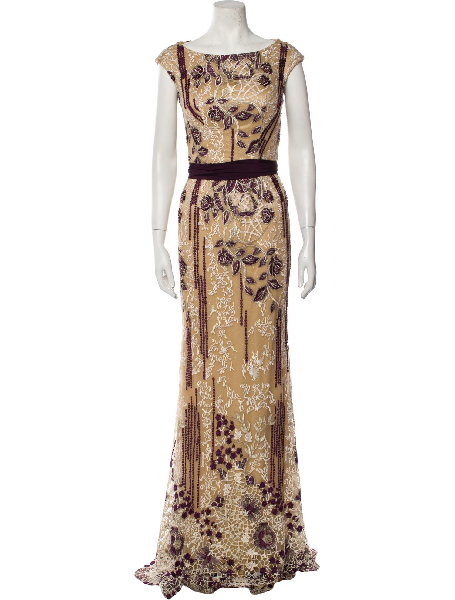 Terani Couture Lace Pattern Long Dress