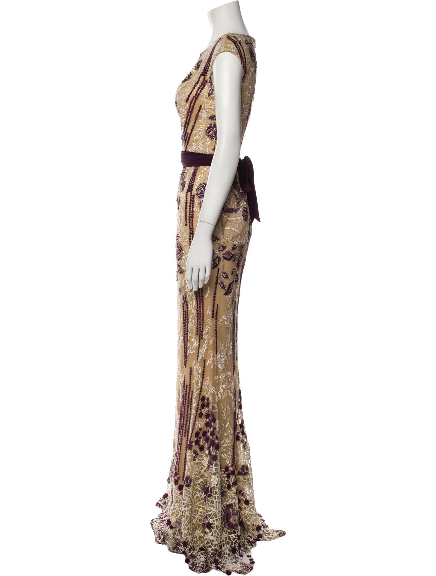 Terani Couture Lace Pattern Long Dress