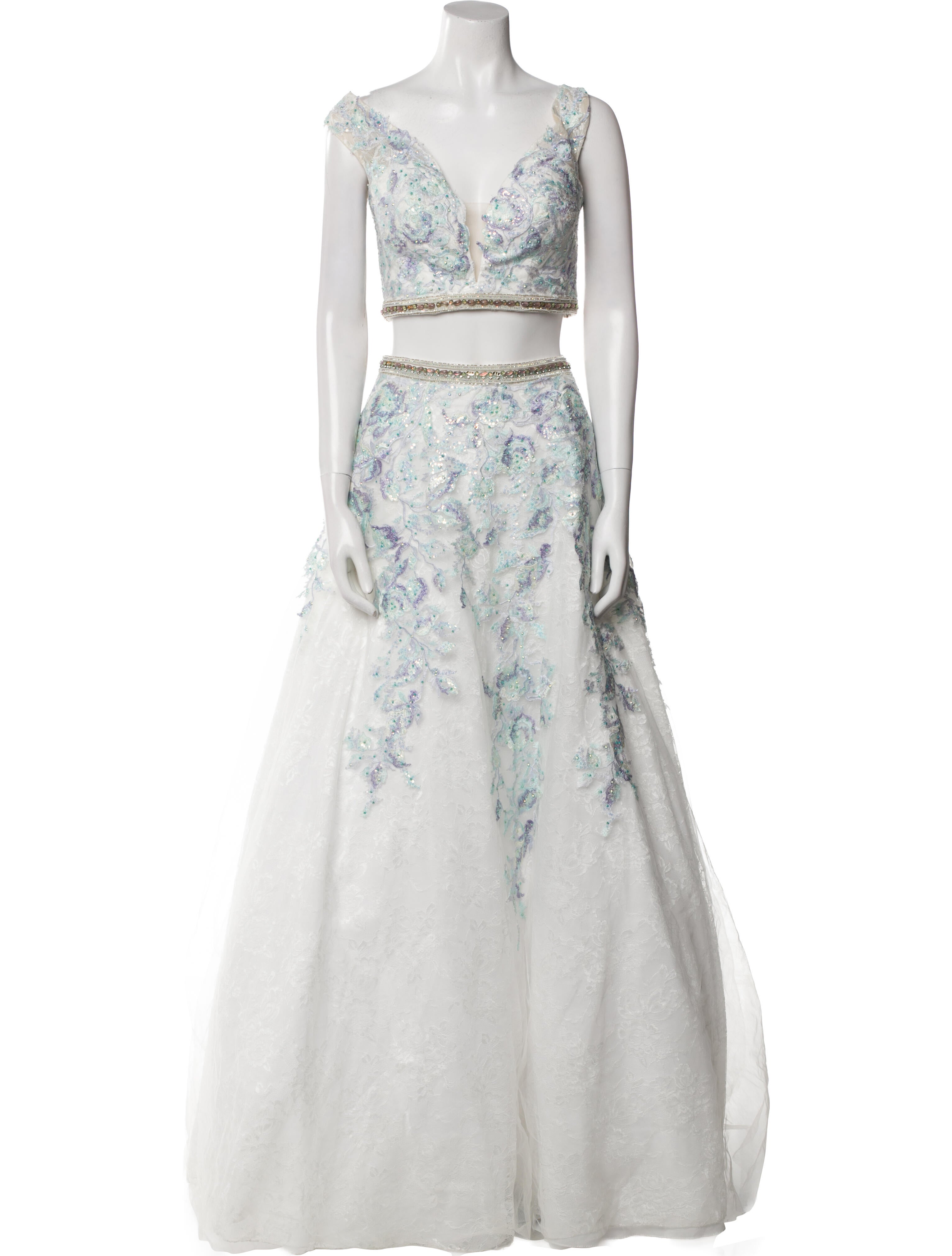 Terani Couture Printed Mesh Accents Skirt Set