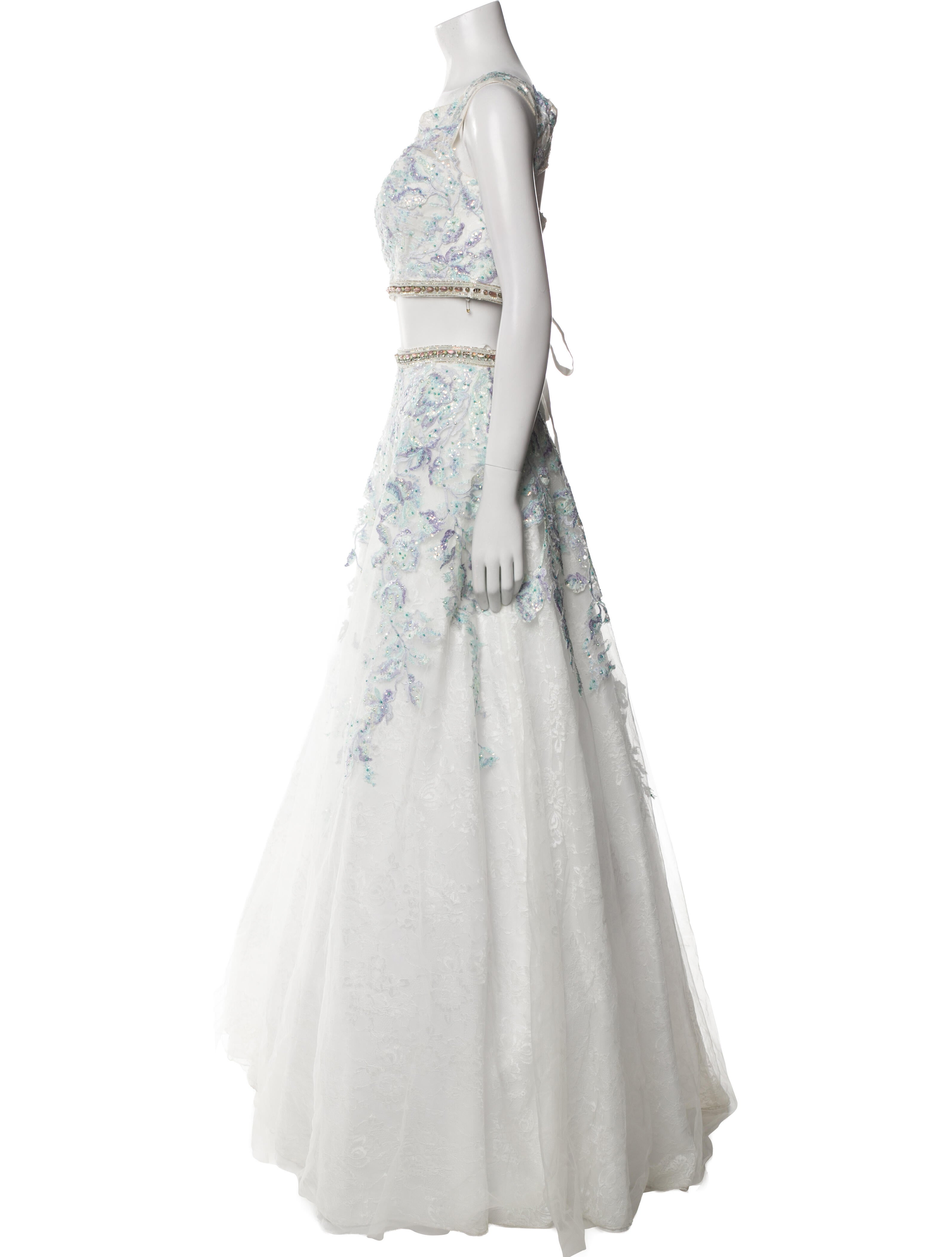 Terani Couture Printed Mesh Accents Skirt Set