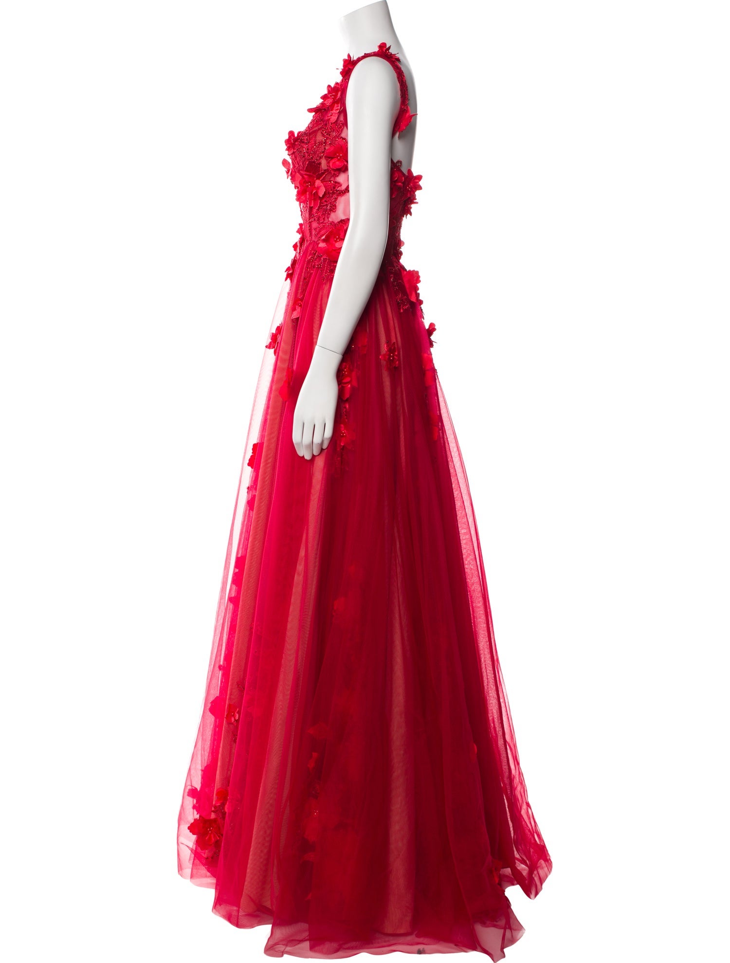 Terani Couture Floral Print Long Dress